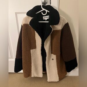 Steve Madden teddy parka brown/black - size Small